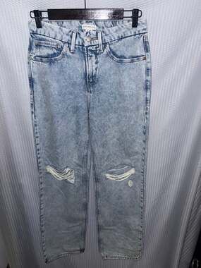 Good American Distressed Acid Wash Straight Leg Jeans Size 2/26